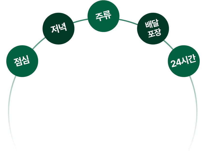 점심 저녁 주류 배달포장 24시간